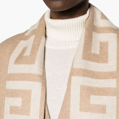 (W) Abrigo Midi de Manga Larga Givenchy FW23 con Parche de Logo en Marrón Claro. BWC0CR14NZ-238 Details for (W) Abrigo Midi de Manga Larga Givenchy FW23 con Parche de Logo en Marrón Claro. BWC0CR14NZ-238