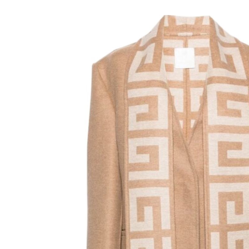 (Women) Givenchy FW23 Logo Patch Long-Sleeve Midi Coat  in Light Brown BWC0CR14NZ-238 圖 7
