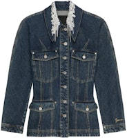(Women) GIVENCHY FW24 Blue Denim Jacket with Lace Embroidery and Single Button. BW00QCG1ZS-420 (Women) GIVENCHY FW24 Blue Denim Jacket with Lace Embroidery and Single Button. BW00QCG1ZS-420