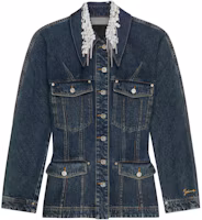 Order (Women) GIVENCHY FW24 Blue Denim Jacket with Lace Embroidery and Single Button. BW00QCG1ZS-420