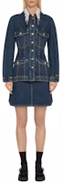 Lookbook (Women) GIVENCHY FW24 Blue Denim Jacket with Lace Embroidery and Single Button. BW00QCG1ZS-420