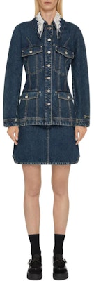 (W) GIVENCHY FW24 Jaket Denim Biru dengan Bordir Renda dan Satu Kancing. BW00QCG1ZS-420 Lookbook (W) GIVENCHY FW24 Jaket Denim Biru dengan Bordir Renda dan Satu Kancing. BW00QCG1ZS-420