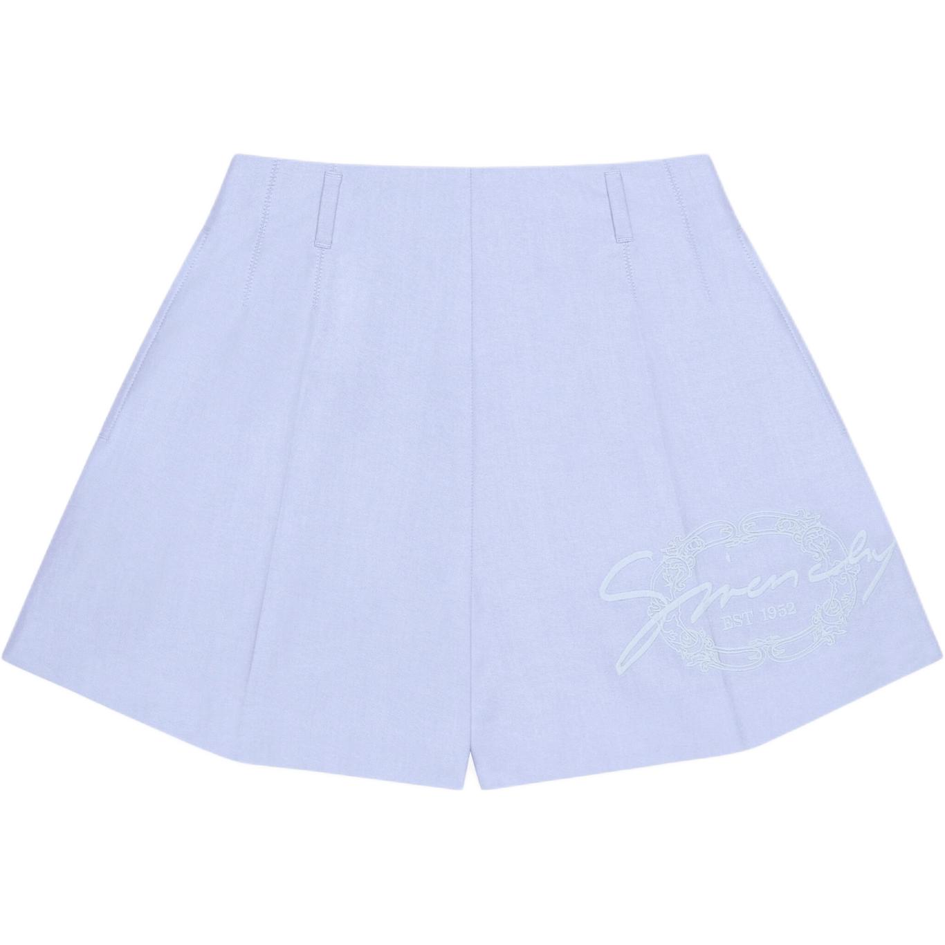 (Women) Givenchy FW24  Solid Color Embroidered Badge Zipper Shorts Light Blue BW515GG1ZE-453