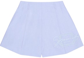 (Women) Givenchy FW24 Solid Color Embroidered Badge Zipper Shorts Light Blue BW515GG1ZE-453 (Women) Givenchy FW24 Solid Color Embroidered Badge Zipper Shorts Light Blue BW515GG1ZE-453