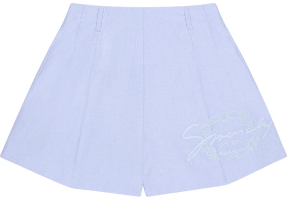 (W) ジバンシィ FW24 無地 刺繍バッジ ジッパーショーツ ライトブルー BW515GG1ZE-453 Order (W) ジバンシィ FW24 無地 刺繍バッジ ジッパーショーツ ライトブルー BW515GG1ZE-453