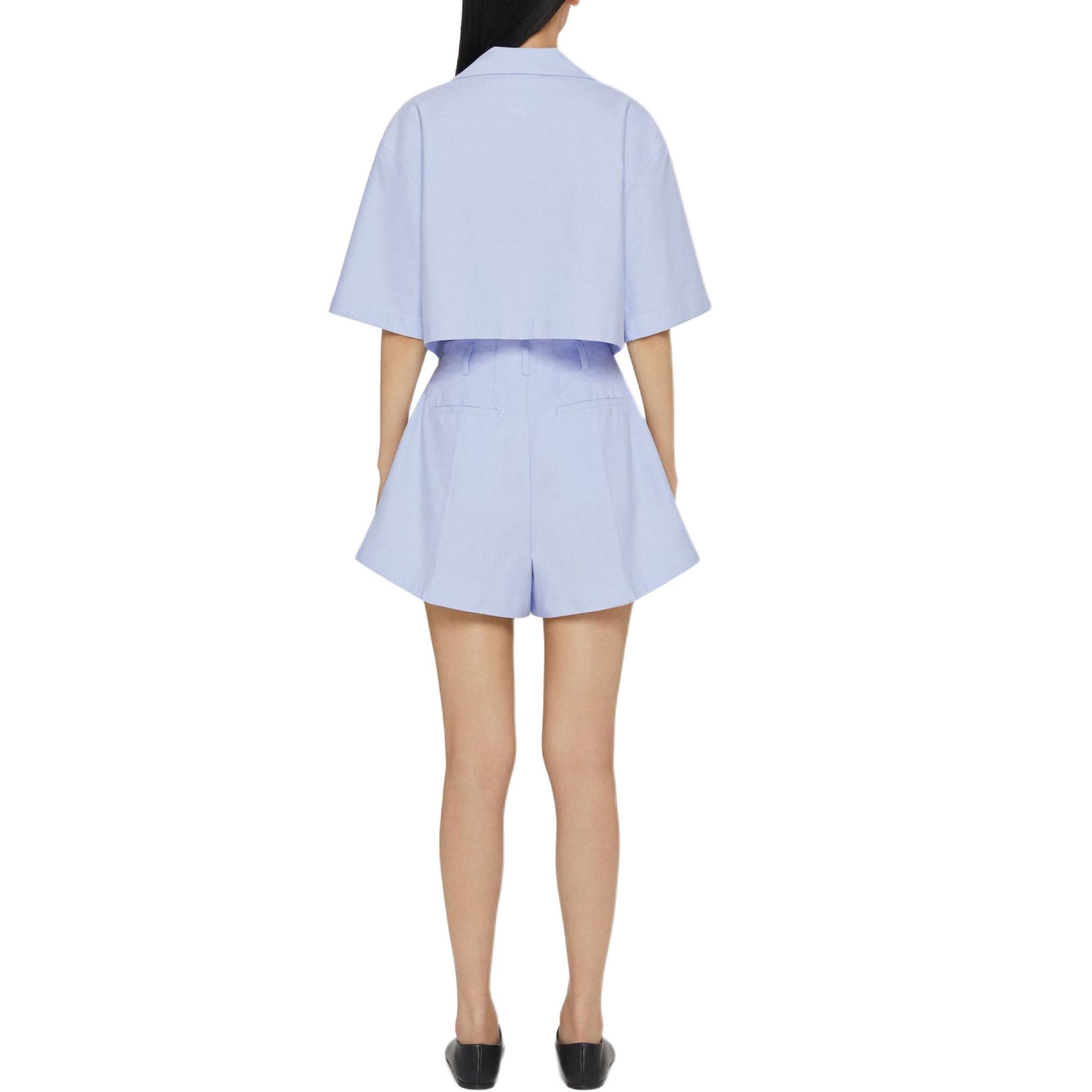 Shop (W) ジバンシィ FW24 無地 刺繍バッジ ジッパーショーツ ライトブルー BW515GG1ZE-453