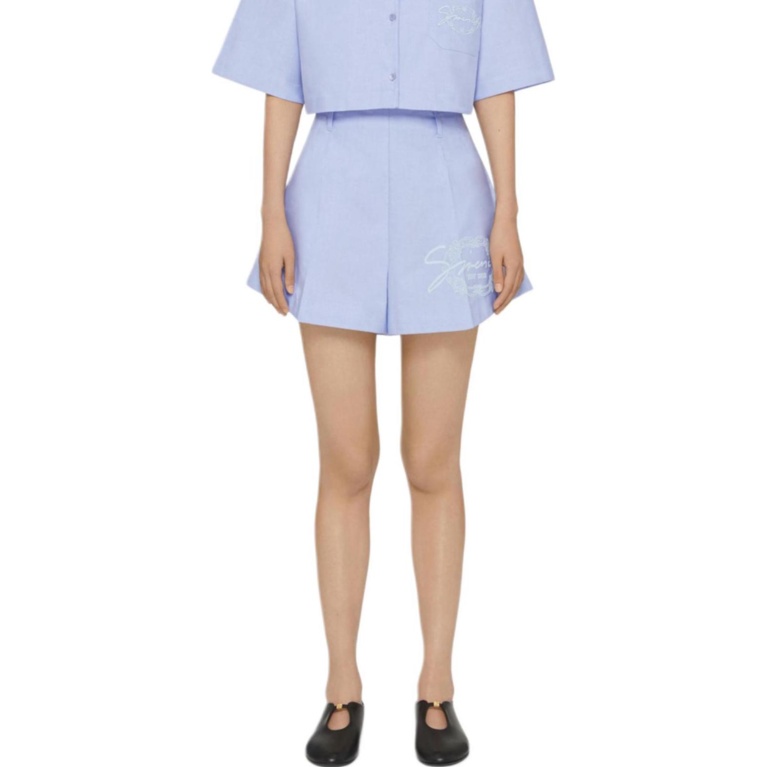 Details for (W) ジバンシィ FW24 無地 刺繍バッジ ジッパーショーツ ライトブルー BW515GG1ZE-453