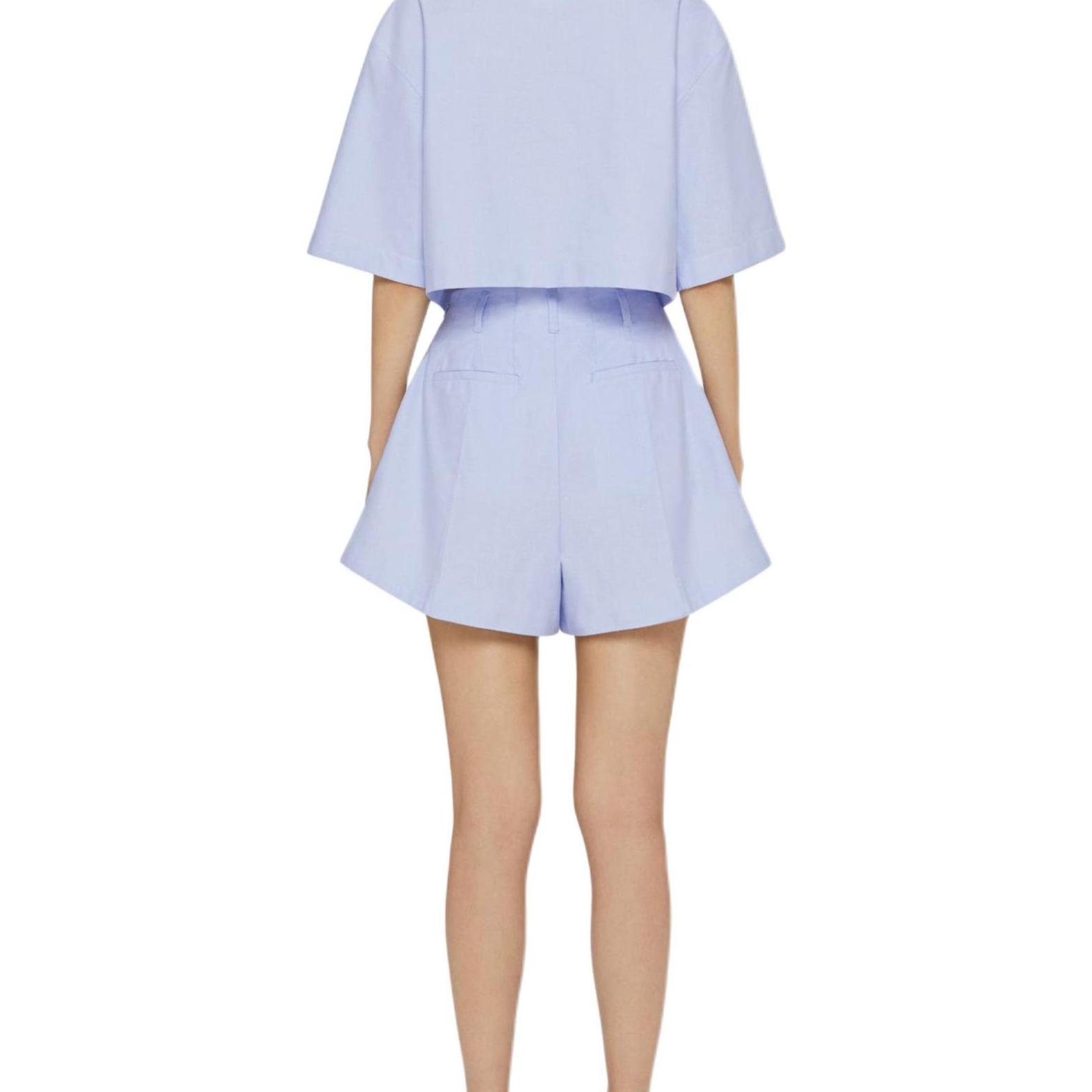 Sizing (W) ジバンシィ FW24 無地 刺繍バッジ ジッパーショーツ ライトブルー BW515GG1ZE-453