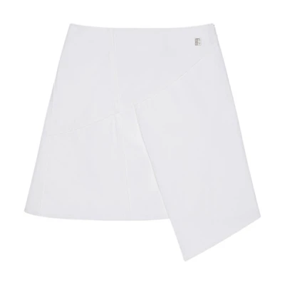 (Women) GIVENCHY FW24 White Solid Mid-Waist Logo Denim Long Skirt Fashion. BW40VA5YB4-100