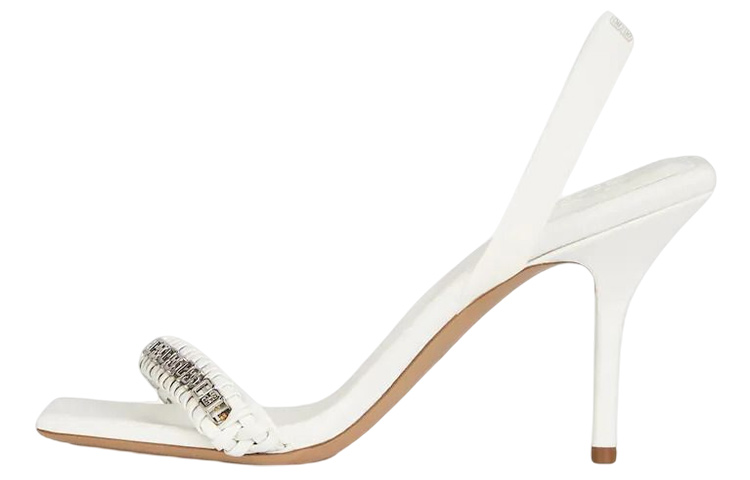 (Women) Givenchy G-Chain Woven Leather Sandals 'Ivory White' BE306JE1DR-105