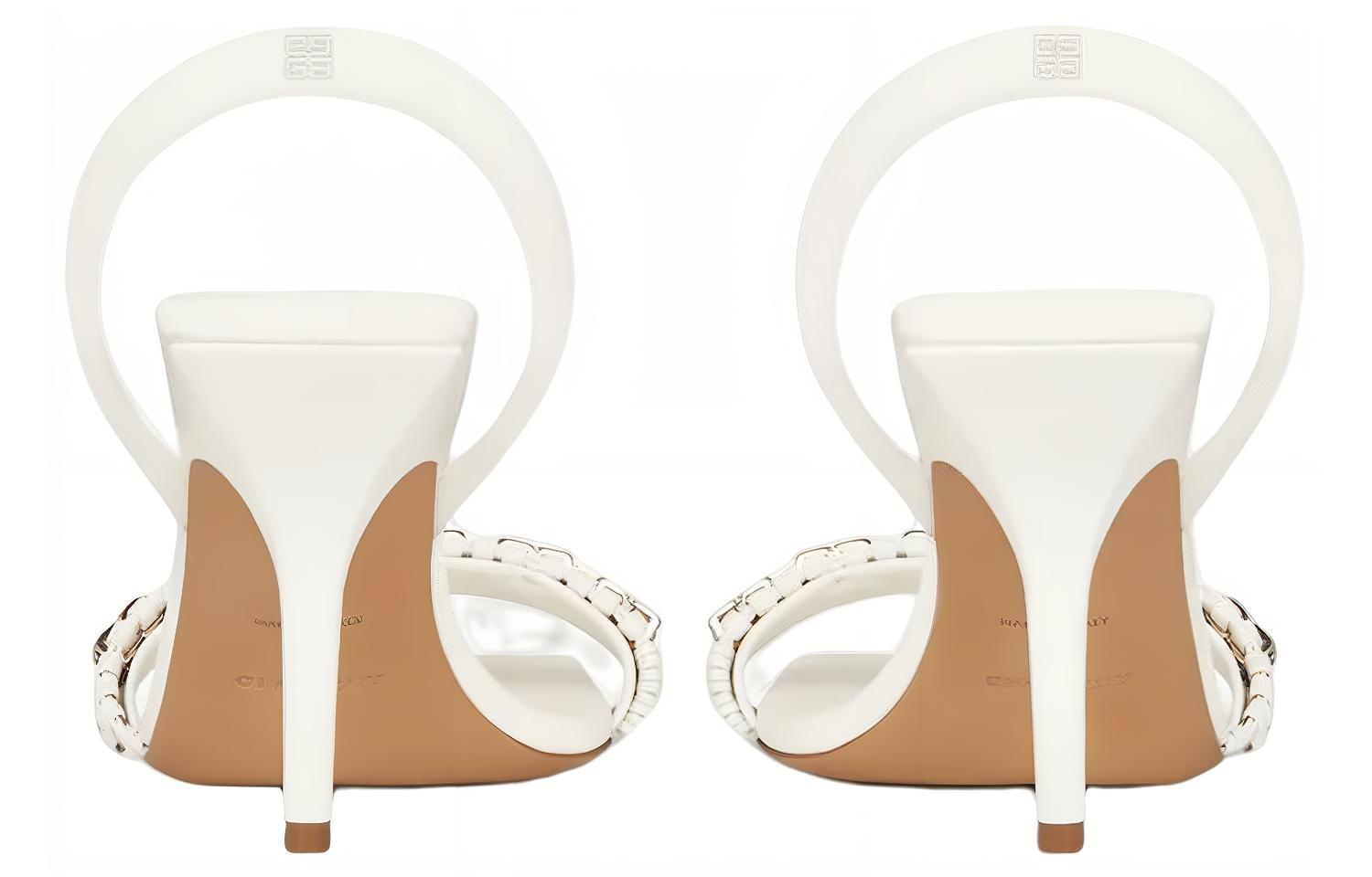 Shop Givenchy Givenchy G 鍊條編織皮革涼鞋 女款 象牙白