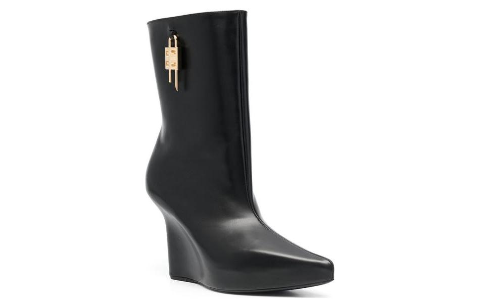 Order (Women) Givenchy G-Lock Leather Wedge Boots 'Black' BE6041E1M1-001