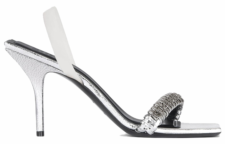 (W) Givenchy G Leather Open-Toe Woven Sandal 'Silver' 圖 2