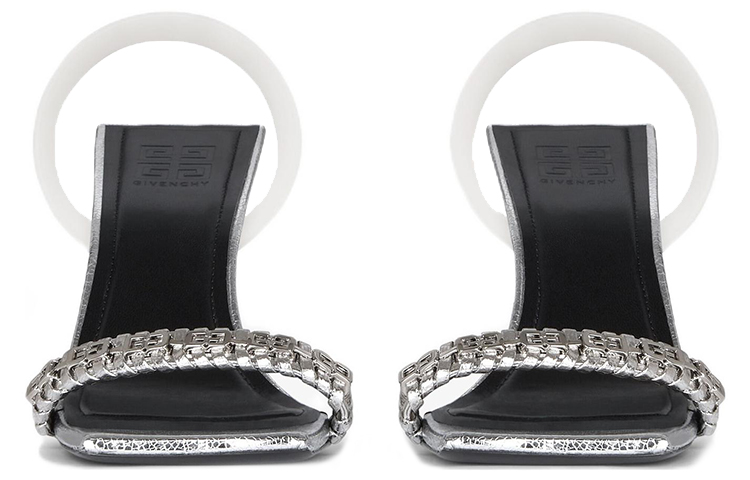 (W) Givenchy G Leather Open-Toe Woven Sandal 'Silver' 圖 4