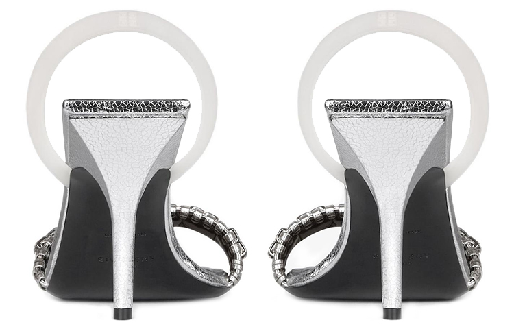 (W) Givenchy G Leather Open-Toe Woven Sandal 'Silver' 圖 5
