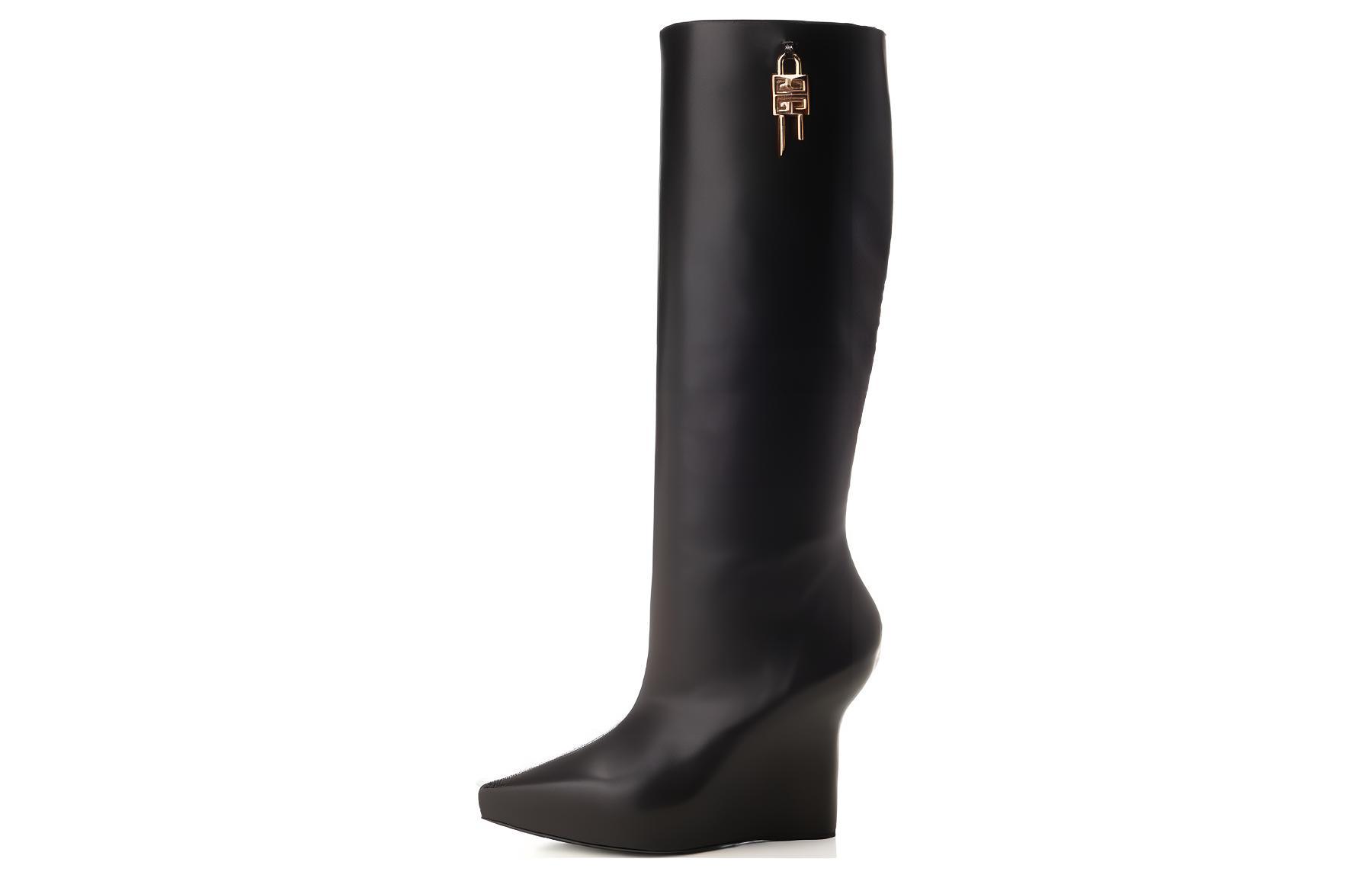 (Women) Givenchy G Lock Knee-High Wedge Boot 'Black' BE702KE1M1-001