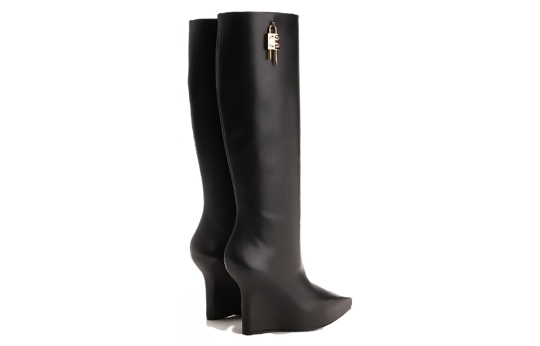 Shop (W) Givenchy G Lock Laarzen tot de Knie met Sleehak ''Zwart'' BE702KE1M1-001