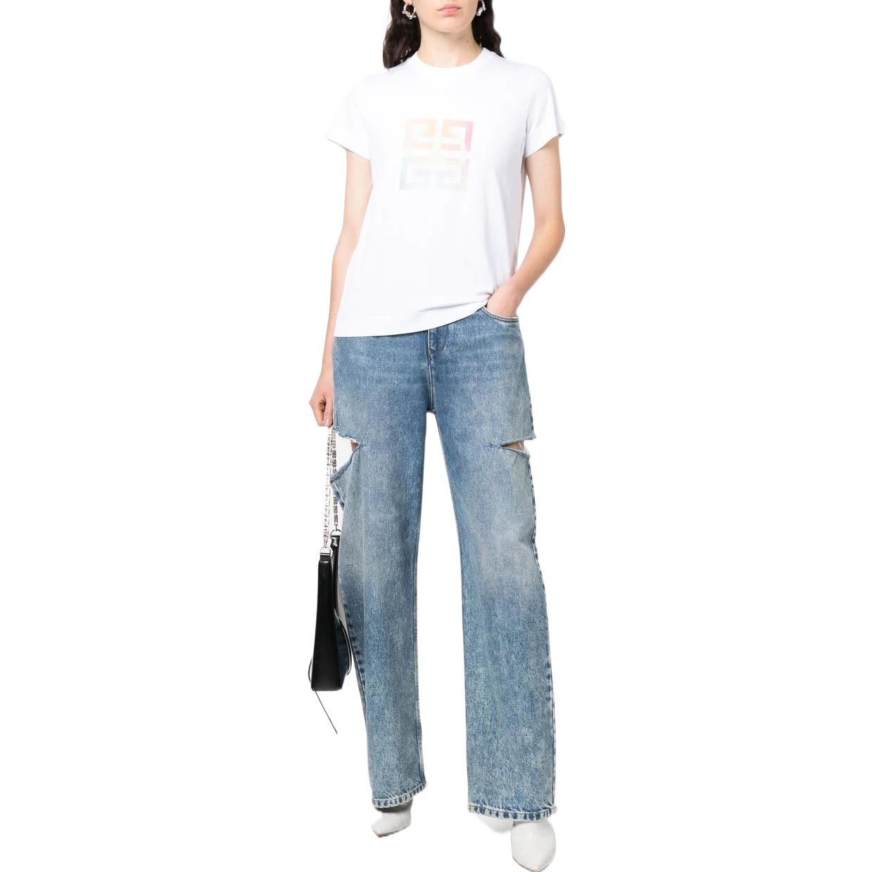 (Women) Givenchy Geometric Print Loose Fit Crew Neck Short Sleeve T-Shirt White Women FW22 BW707Y3Z9Y-100 圖 3