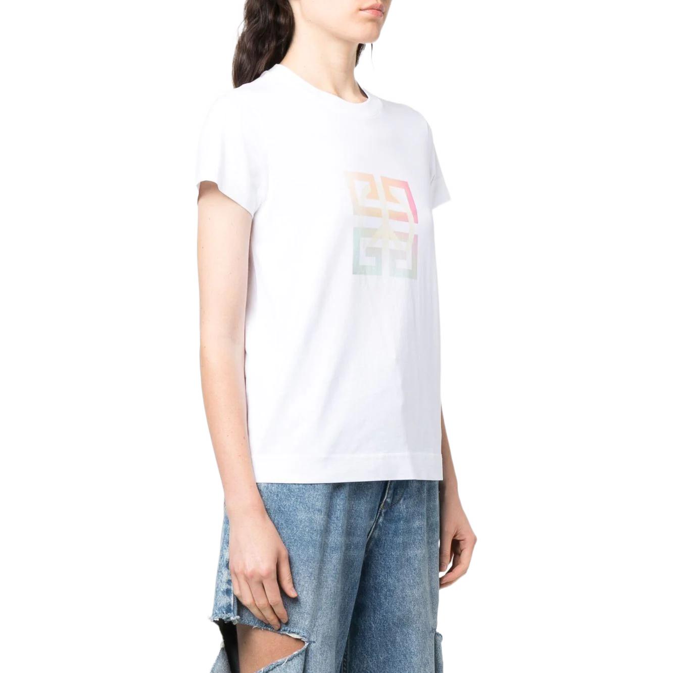 (Women) Givenchy Geometric Print Loose Fit Crew Neck Short Sleeve T-Shirt White Women FW22 BW707Y3Z9Y-100 圖 5