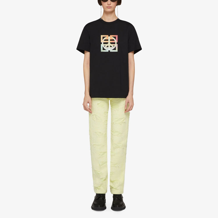 Lookbook (W) Camiseta Negra GIVENCHY con Logo Degradado Impreso BW707Z3Z9Y-001