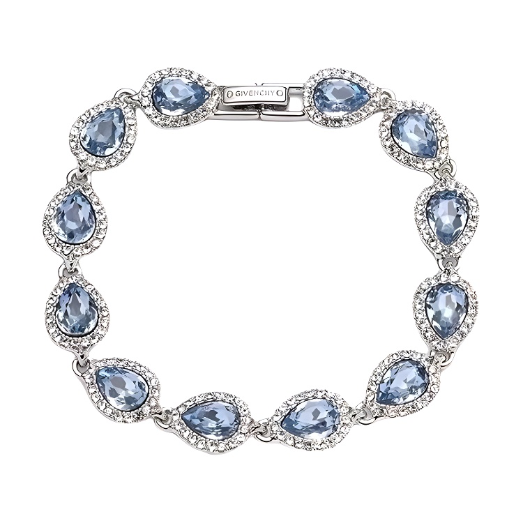 (Women) Givenchy Heartline Zinc Glass Crystal Bracelet Silver/Blue 60563264NYO