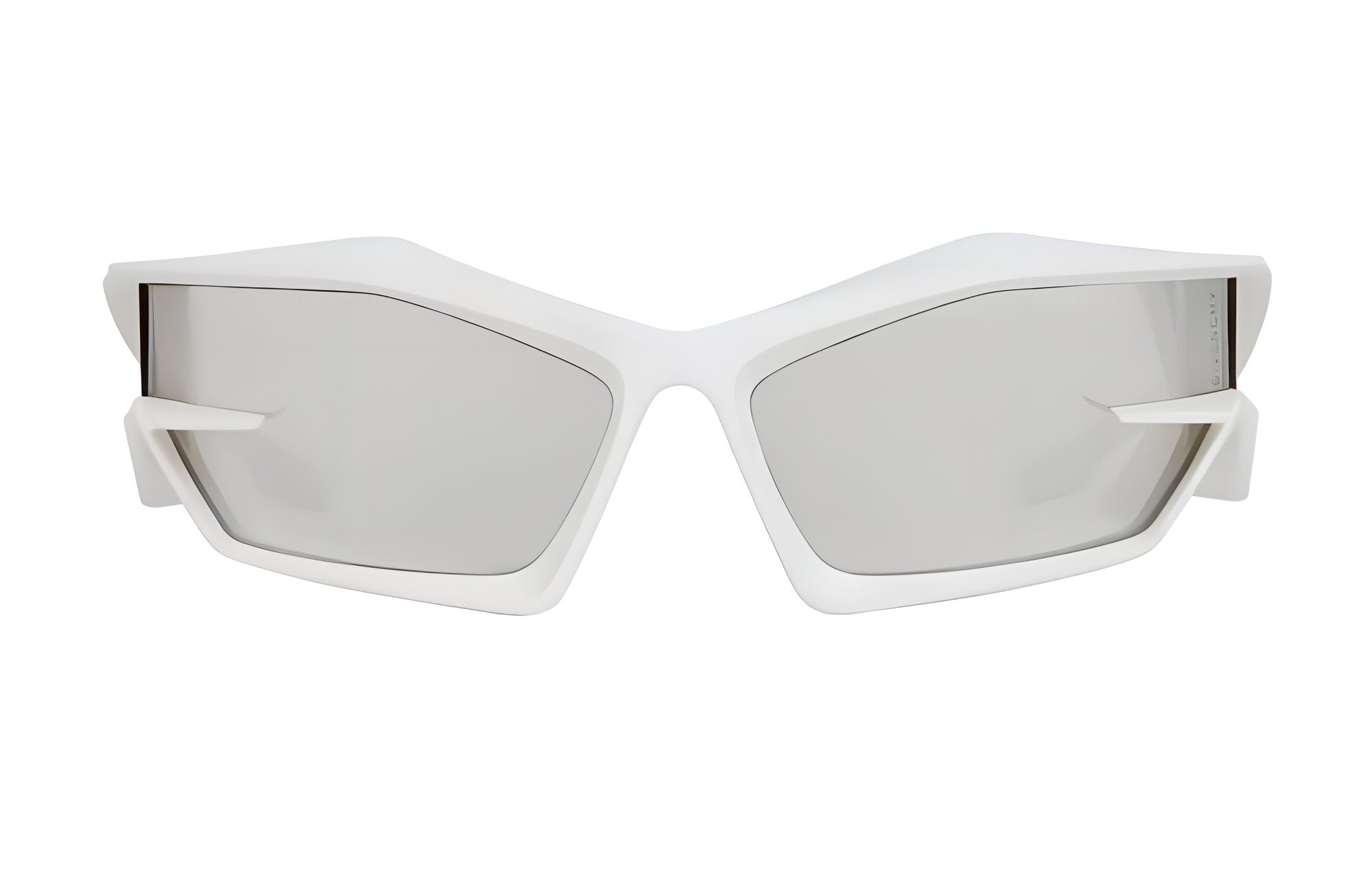 (Women) Givenchy Irregular Acetate Nylon Sunglasses Women White with Logo Temples. GV40049U6921C