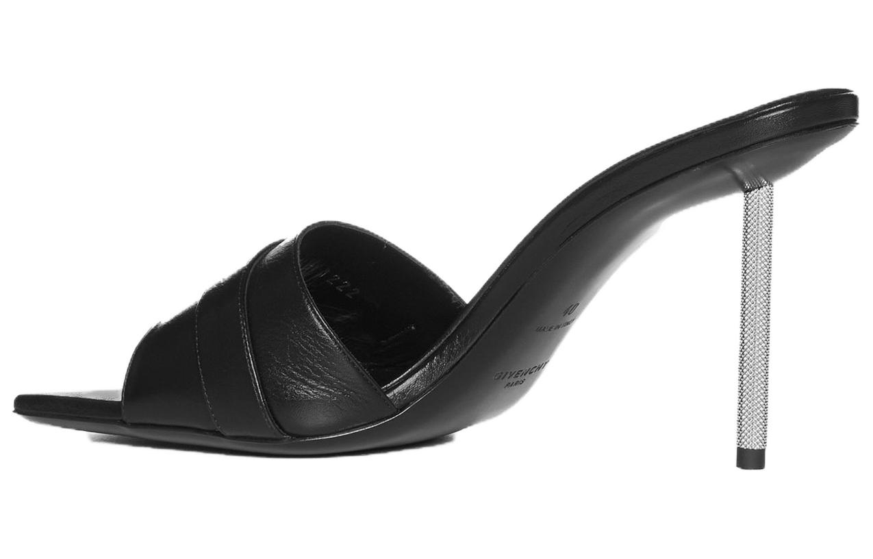 (W) Givenchy Leather High-Heel CMFT Slide Sandals 'Black'