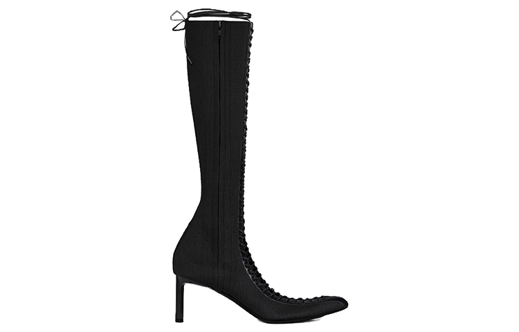 Order (W) Bottes Hautes Lacées en Cuir et Tricot Givenchy ''Noir''. BE702SE1QC-001