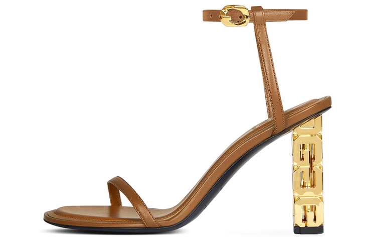 (W) Givenchy Leather Peep-Toe Chunky Heel 'Fashion Slide Brown'