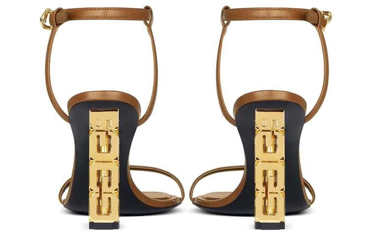 (W) Givenchy Leather Peep-Toe Chunky Heel 'Fashion Slide Brown' 圖 4