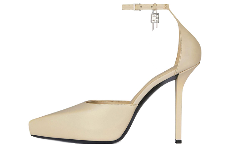 (Women) Givenchy Leather Pointed-Toe Buckle High Heels 'Beige' BE402KE1M4-257