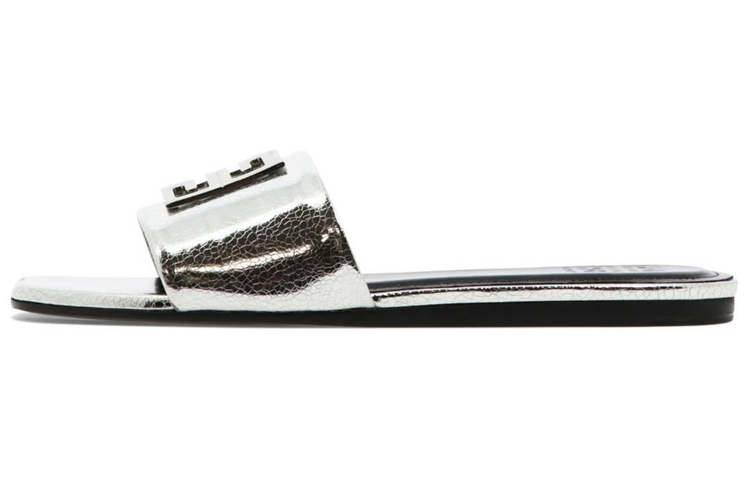 (Women) Givenchy Leather Slip-On Flat Sandals 'Silver' BE306FE1FZ-040