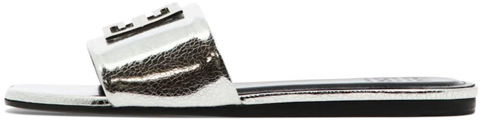 (Women) Givenchy Leather Slip-On Flat Sandals 'Silver' BE306FE1FZ-040 Buy (Women) Givenchy Leather Slip-On Flat Sandals 'Silver' BE306FE1FZ-040