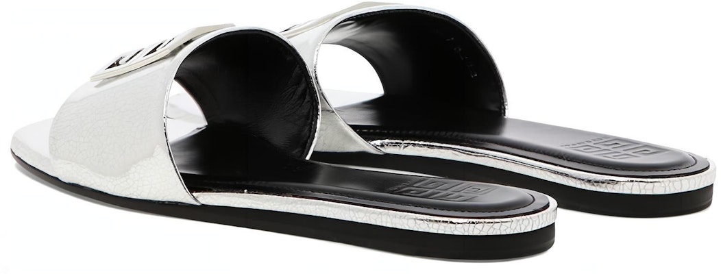 (Women) Givenchy Leather Slip-On Flat Sandals 'Silver' BE306FE1FZ-040 Shop (Women) Givenchy Leather Slip-On Flat Sandals 'Silver' BE306FE1FZ-040