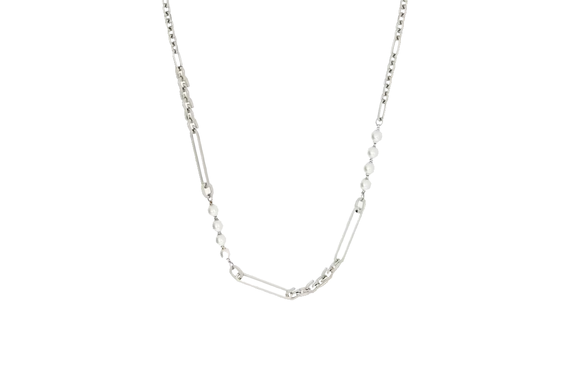 (Women) GIVENCHY Letter G Link Necklace Women’s Silver Brass Resin Chain. BF00M1F03U