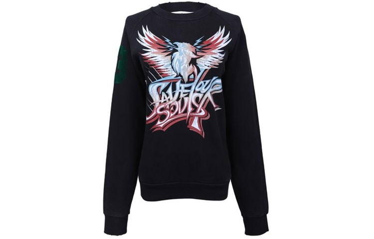 (Women) GIVENCHY Logo Graphic Cotton Raglan Sweatshirt Black. BW70523Z0Q-001