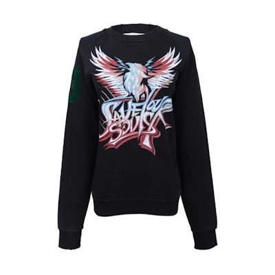 (Women) GIVENCHY Logo Graphic Cotton Raglan Sweatshirt Black. BW70523Z0Q-001