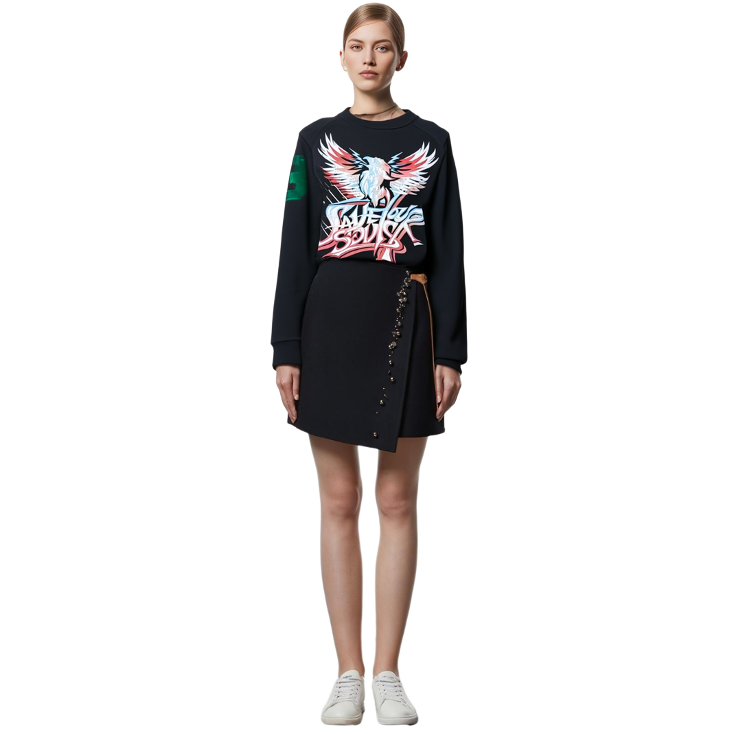 Purchase (W) GIVENCHY 徽標圖案棉質黑色長袖運動衫 BW70523Z0Q-001