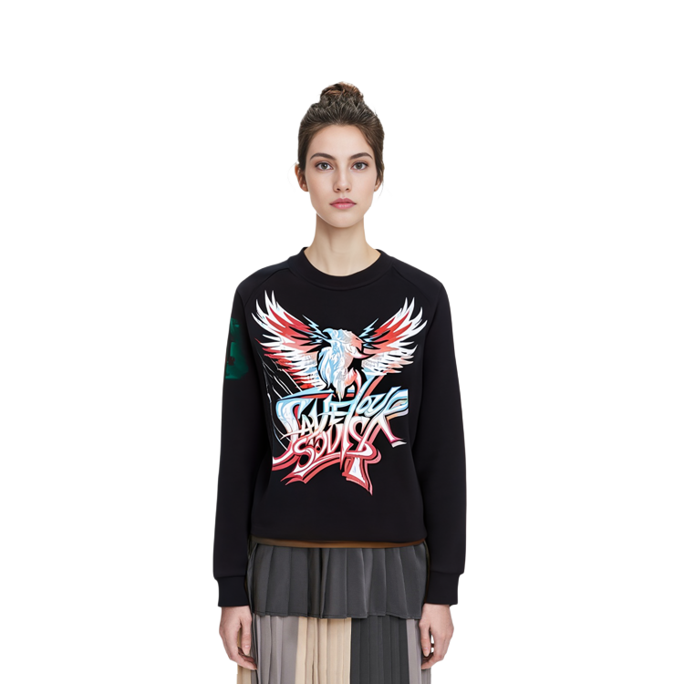 Details for (W) GIVENCHY 徽標圖案棉質黑色長袖運動衫 BW70523Z0Q-001