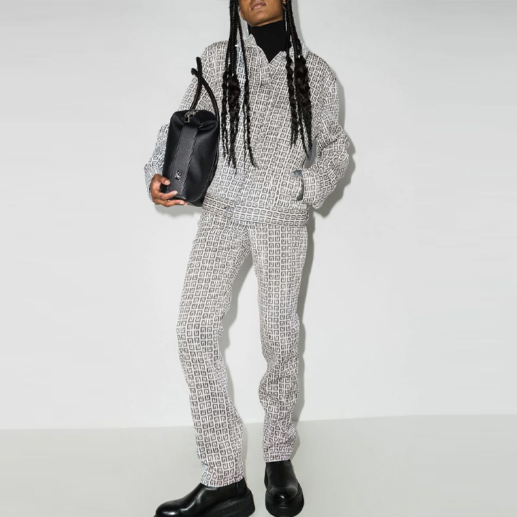 Lookbook (W) ジバンシィ ロゴ ジャカード ハイウエスト ストレート カジュアルパンツ ホワイト BW50Q513N0-004