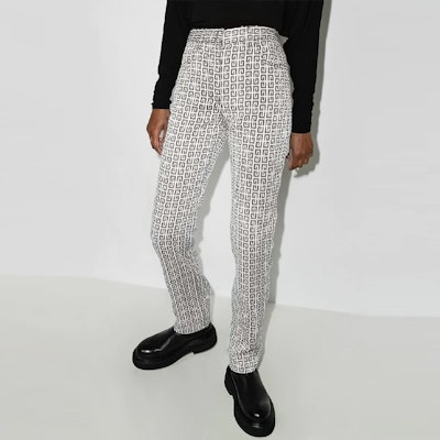 (W) ジバンシィ ロゴ ジャカード ハイウエスト ストレート カジュアルパンツ ホワイト BW50Q513N0-004 Shop (W) ジバンシィ ロゴ ジャカード ハイウエスト ストレート カジュアルパンツ ホワイト BW50Q513N0-004