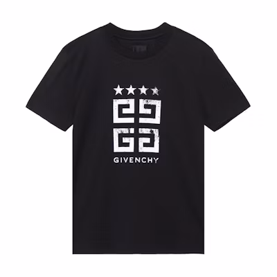 (Women) GIVENCHY Logo Star Print Crew Neck T-Shirt Black SS23 Casual Tee BW70AS3YEL-001