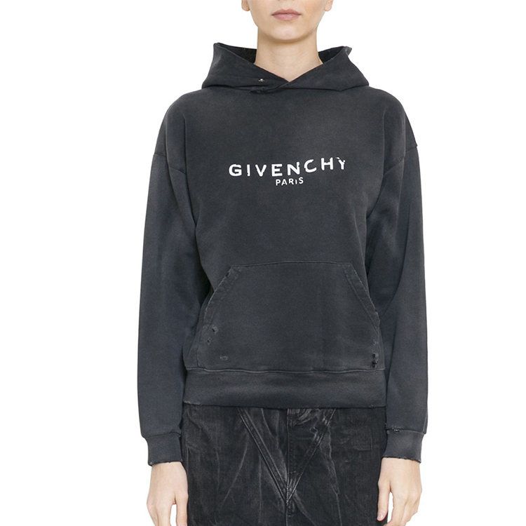 Lookbook (W) 纪梵希Logo复古连帽衫 黑色 BW70513Z0L-001