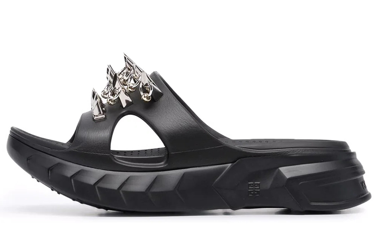(W) Givenchy Marshmallow 'Studded Black Slides'