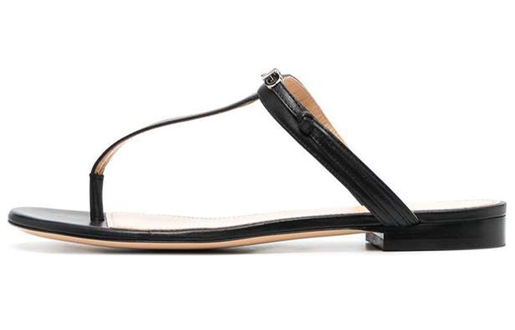 Buy (W) Givenchy Zwart Leren Peep-Toe Chunky Hak Sandalen Met Metalen Logo BE3059E0XT-001