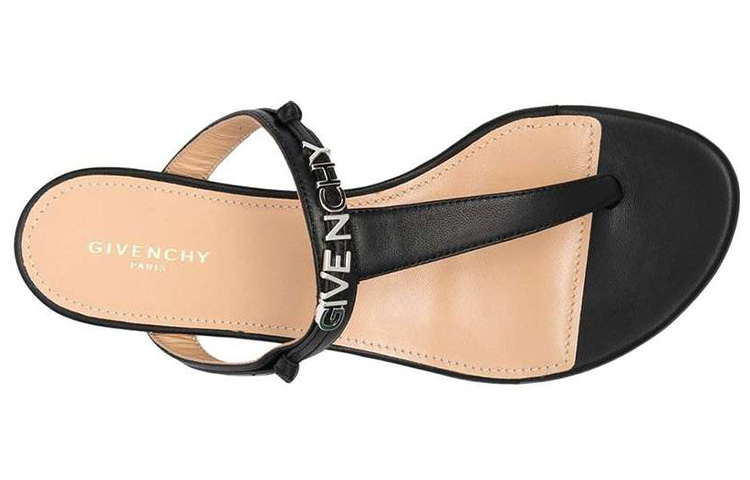 Shop (W) Givenchy Zwart Leren Peep-Toe Chunky Hak Sandalen Met Metalen Logo BE3059E0XT-001