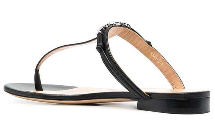 Purchase (W) Givenchy Zwart Leren Peep-Toe Chunky Hak Sandalen Met Metalen Logo BE3059E0XT-001