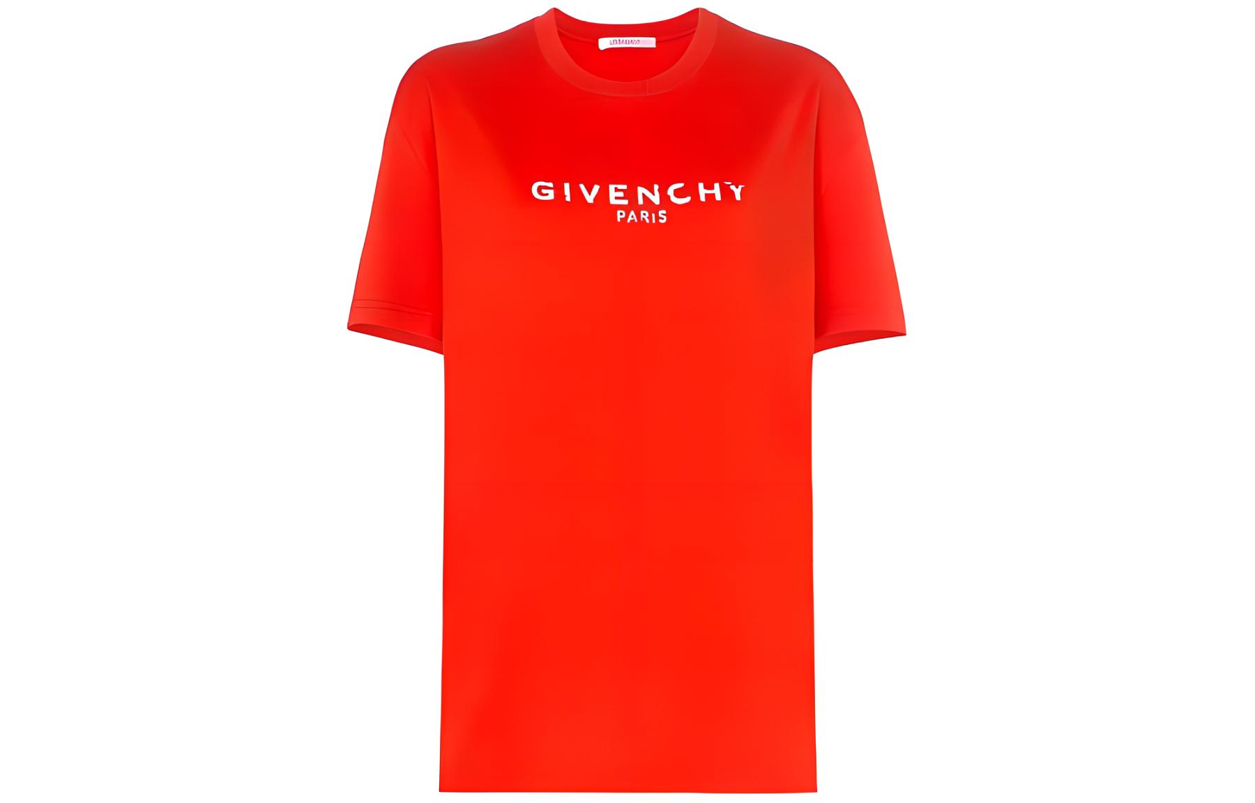 (Women) GIVENCHY Orange Letter Print Short Sleeve Crewneck T-Shirt. BW70603Z0Y-600