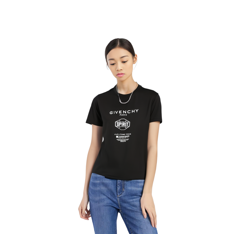 (Women) GIVENCHY Printed Round Neck Short Sleeve T-Shirt Black. BW70753233-001 圖 5