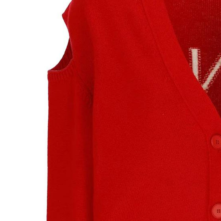 Details for (W) Givenchy Sweater Merah V-Neck Logo Kancing Lengan Panjang Wanita. BW90L04ZBJ-616